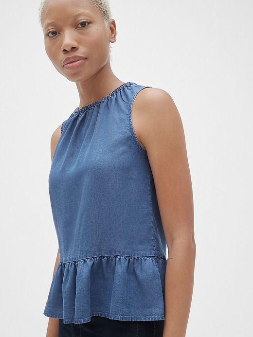 Image number 1 showing, Sleeveless Ruffle Hem Top in TENCEL&#153