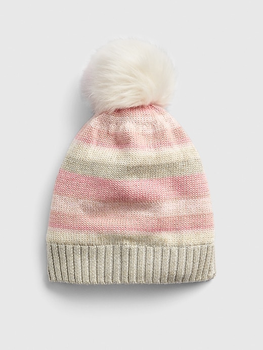1 of 8 showing, with the color crazy stripe pink of product Crazy Stripe Pom Beanie