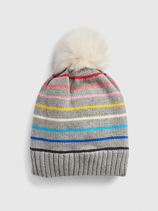 View large product image 1 of 1. Crazy Stripe Pom Beanie