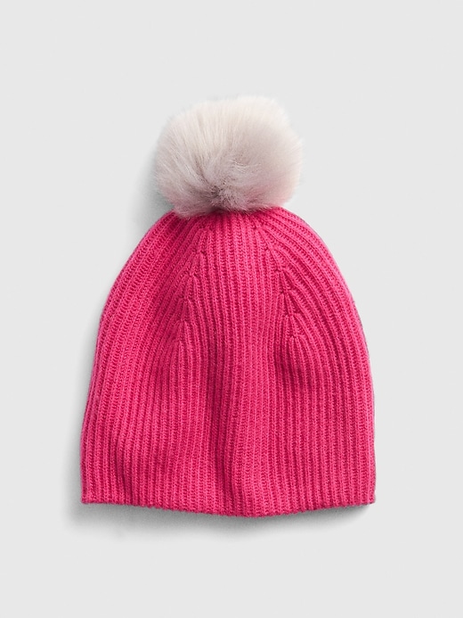 1 of 8 showing, with the color fuchsia of product Cozy Faux-Fur Pom-Pom Beanie