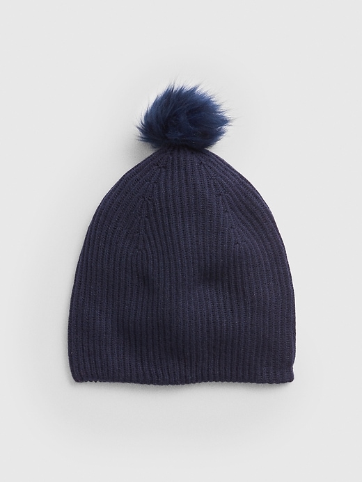View large product image 1 of 1. Cozy Faux-Fur Pom-Pom Beanie
