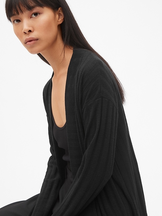 Image number 5 showing, Softspun Ribbed Longline Open-Front Cardigan Sweater
