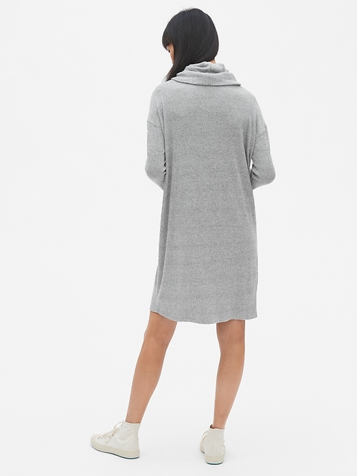 2 of 8 showing, with the color light grey marle of product Softspun Ribbed Cowl-Neck Sweater Dress