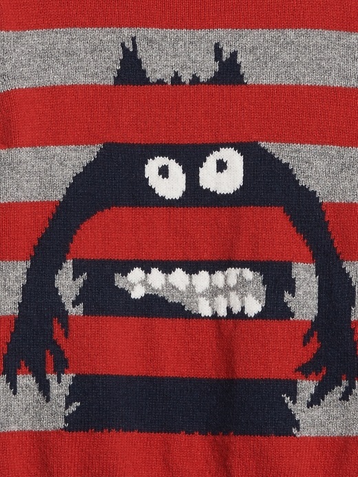Image number 3 showing, Toddler Graphic Stripe Crewneck Sweater