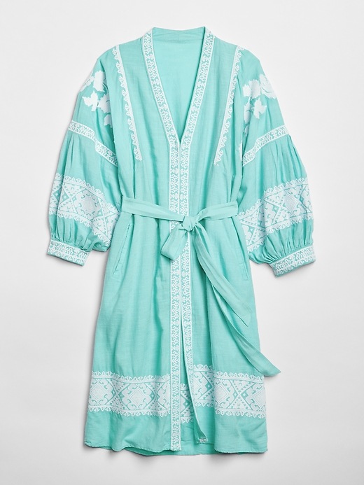 Image number 6 showing, Embroidered Balloon Sleeve Robe Jacket