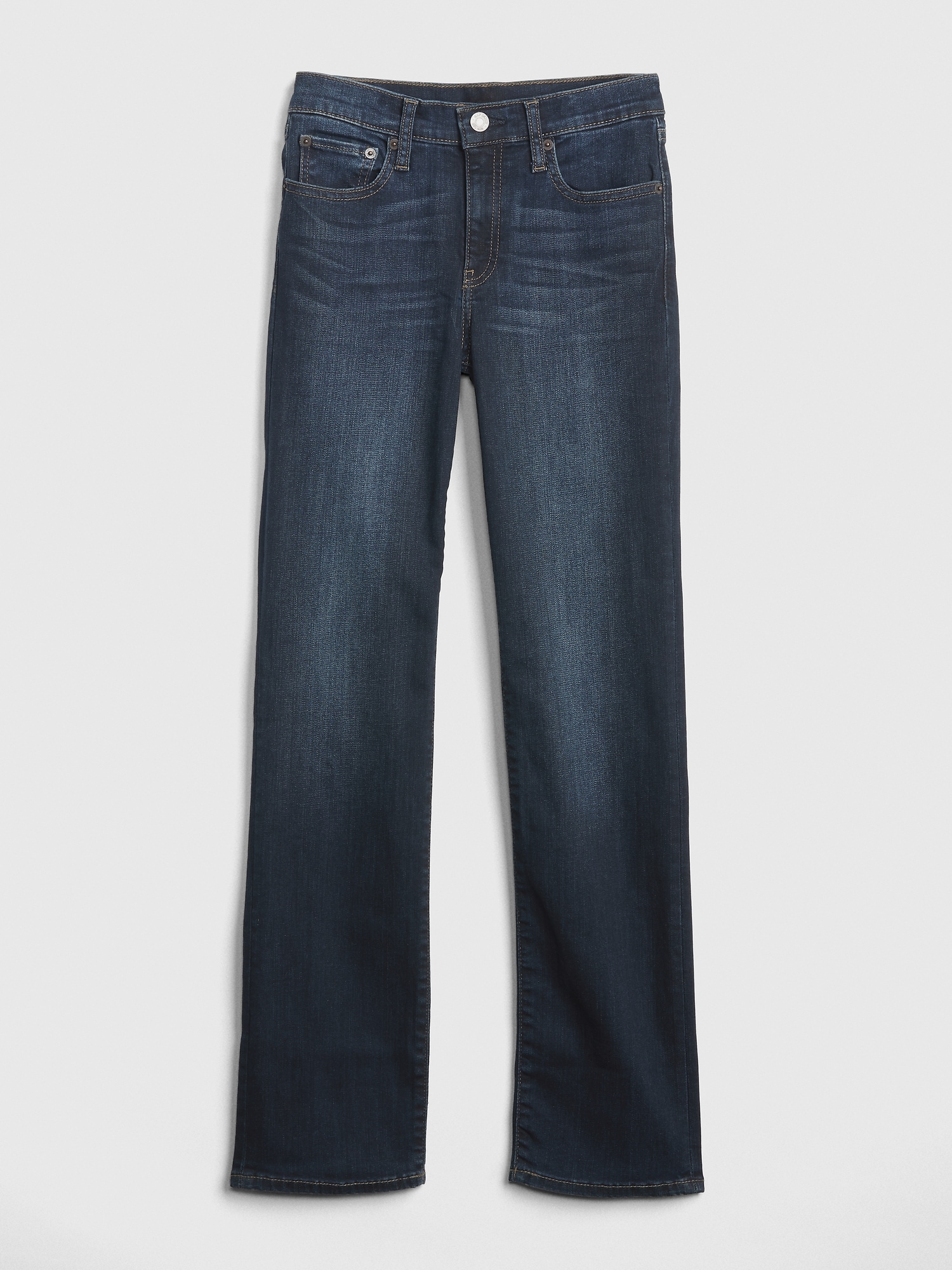 gap mid rise real straight jeans