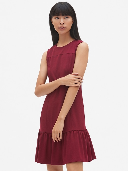 Image number 1 showing, Sleeveless Flounce Dress in Ponte