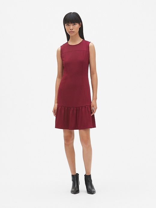 Image number 3 showing, Sleeveless Flounce Dress in Ponte