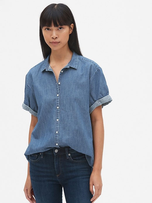 Image number 1 showing, Denim Roll Cuff Shirt