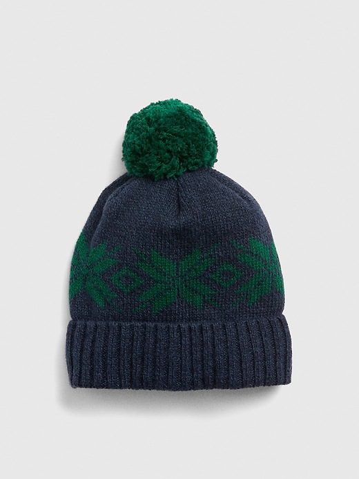 View large product image 1 of 1. Fair Isle Pom Pom Beanie