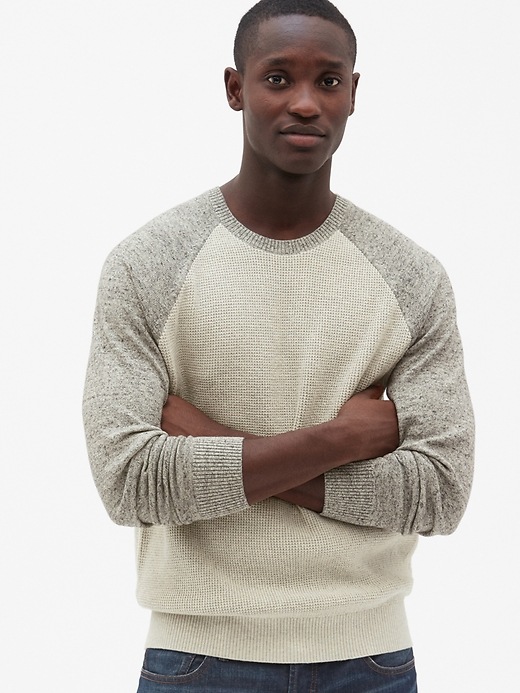 Image number 9 showing, Textured Colorblock Crewneck Pullover Sweater