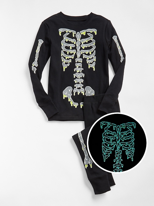 Image number 1 showing, Glow-in-the-Dark Skeleton PJ Set
