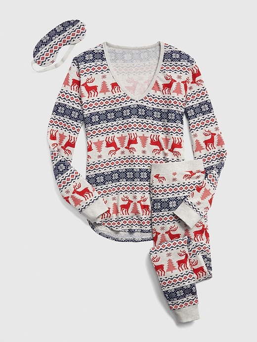View large product image 2 of 2. Ribbed PJ Set with Eye Mask