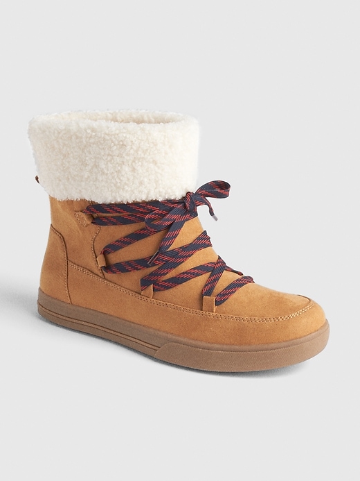 Image number 1 showing, Sherpa-Lined Moccasin Lace-Up Boots