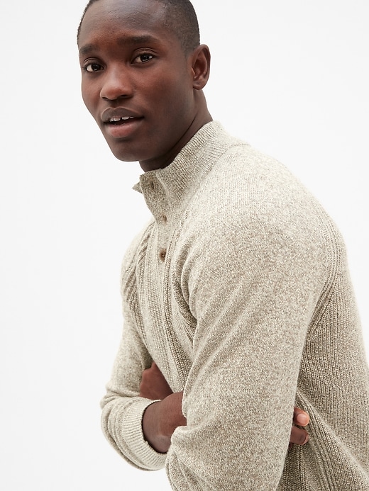 Image number 5 showing, Textured Mockneck Pullover Sweater