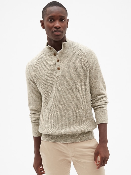 Image number 1 showing, Textured Mockneck Pullover Sweater