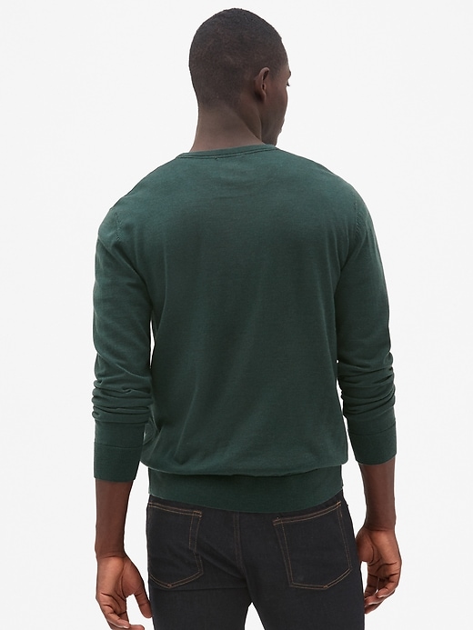 2 of 8 showing, with the color hunter green of product Crewneck Pullover Sweater in Pure Merino Wool