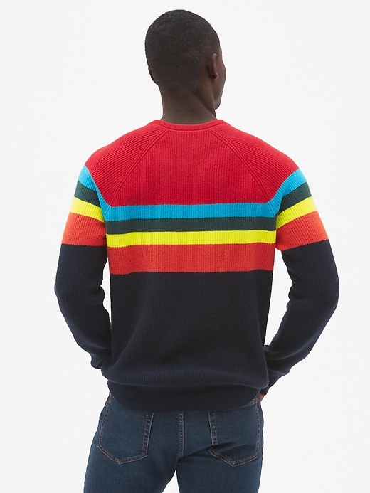 2 of 8 showing, with the color multi stripe of product Crazy Stripe Colorblock Pullover Sweater