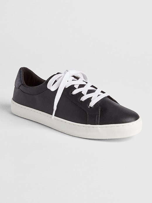 View large product image 1 of 1. Mix-Fabric Lace-Up Sneakers