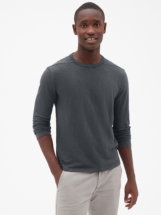 View large product image 1 of 1. Long Sleeve Pieced T-Shirt in Slub Cotton