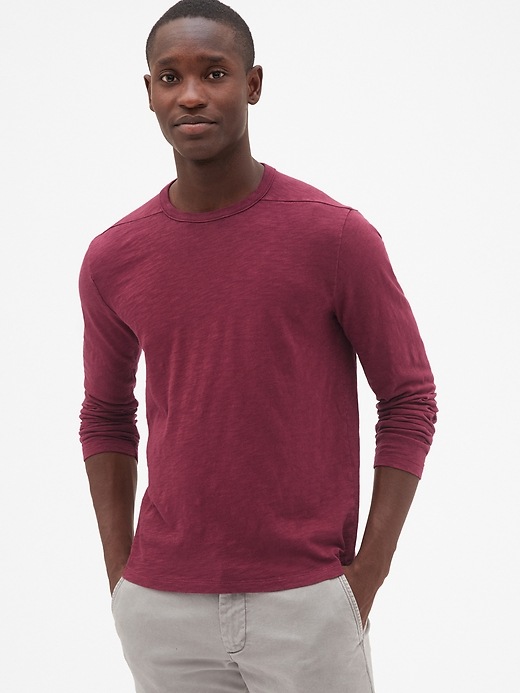 View large product image 1 of 1. Long Sleeve Pieced T-Shirt in Slub Cotton