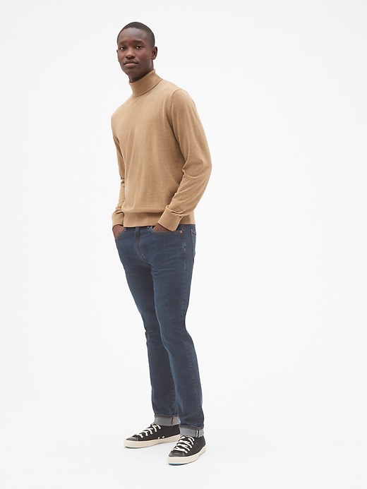 View large product image 1 of 1. Turtleneck Pullover Sweater in Pure Merino Wool