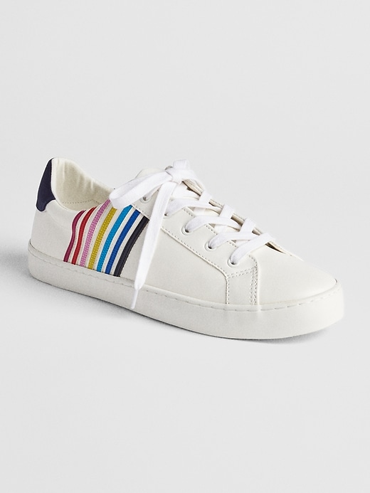1 of 8 showing, with the color crazy stripe of product Mix-Fabric Lace-Up Sneakers