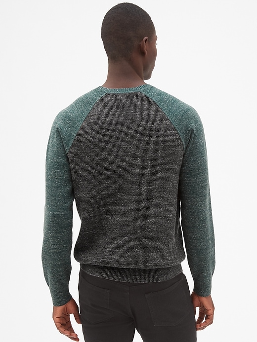 Image number 2 showing, Textured Colorblock Crewneck Pullover Sweater
