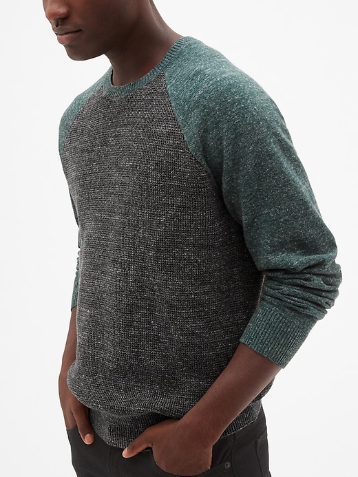 Image number 5 showing, Textured Colorblock Crewneck Pullover Sweater