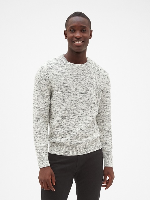 View large product image 1 of 1. Textured Marled Crewneck Pullover Sweater