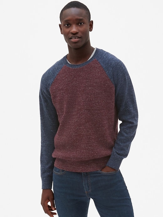 Image number 8 showing, Textured Colorblock Crewneck Pullover Sweater