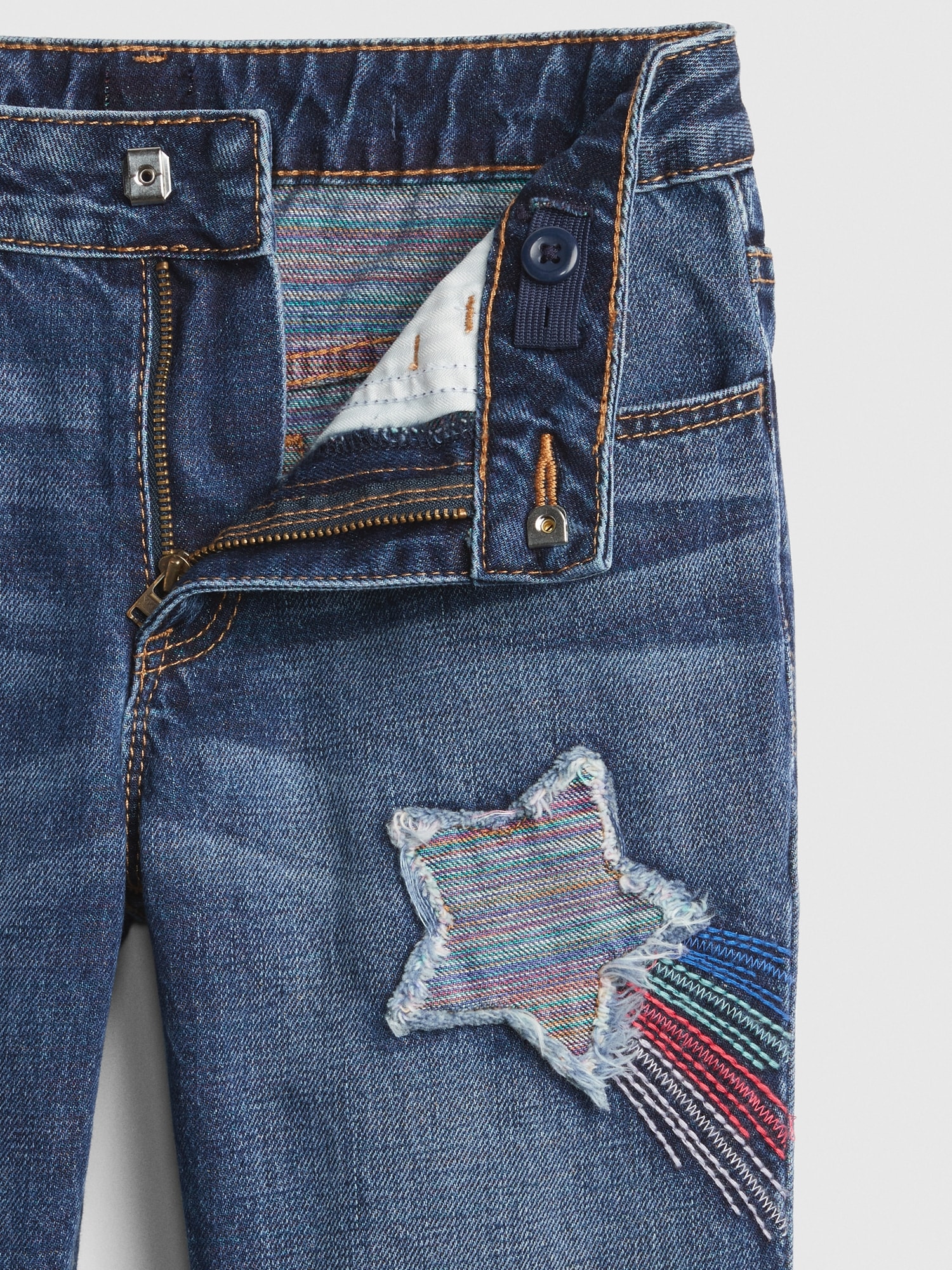 Rainbow Star Patch Girlfriend Jeans Gap