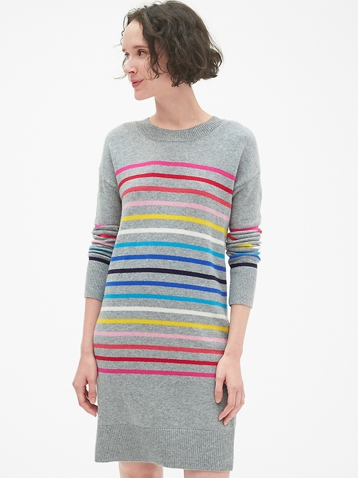Image number 1 showing, Crazy Stripe Crewneck Sweater Dress
