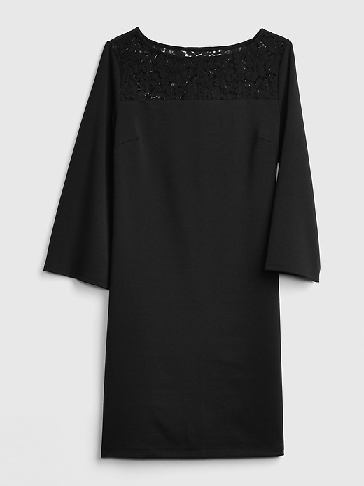 Image number 6 showing, Lace-Yoke Shift Dress in Ponte