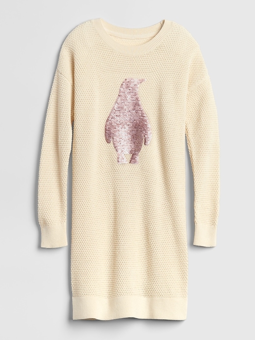 Image number 1 showing, Kids Sequin Penguin Sweater Dress