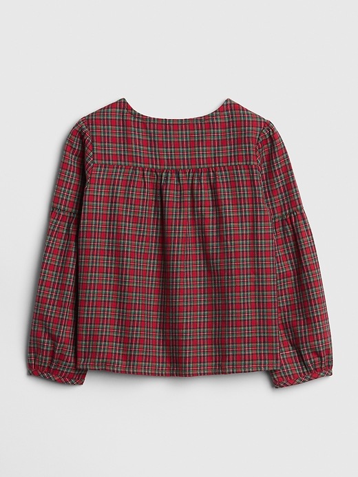 Image number 2 showing, Plaid Button Balloon-Sleeve Top