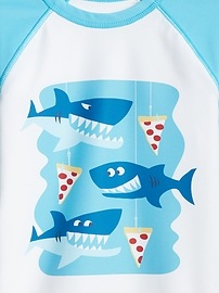 View large product image 3 of 3. Toddler Pizza Shark Raglan Rashguard