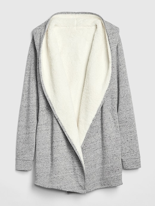 Image number 6 showing, Sherpa-Lined Hooded Wrap Cardigan Sweatshirt