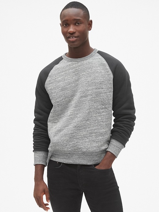 View large product image 1 of 1. Sherpa-Lined Pullover Raglan Sweatshirt