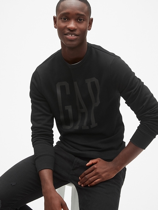 1 of 8 showing, with the color true black of product Logo Graphic Crewneck Pullover Sweatshirt