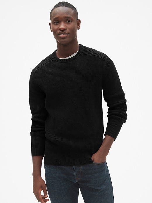 View large product image 1 of 1. Shaker Stitch Pullover Crewneck Sweater
