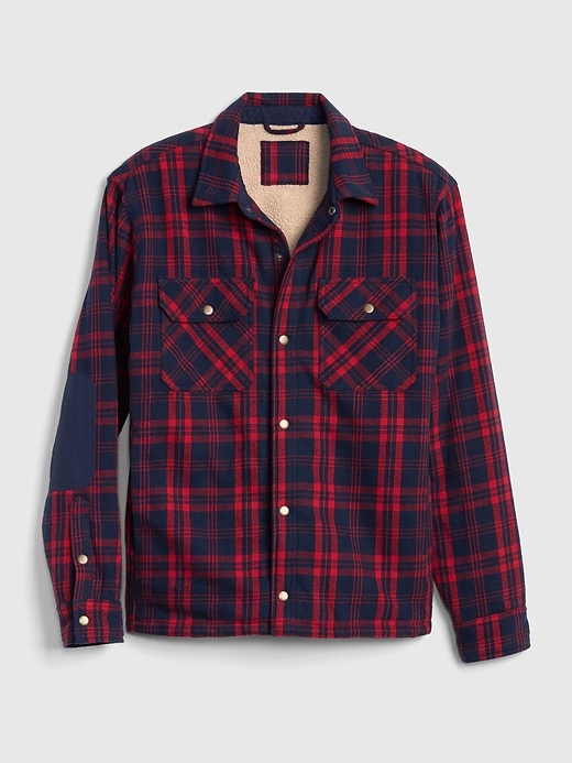 Image number 6 showing, Sherpa-Lined Plaid Shirt Jacket
