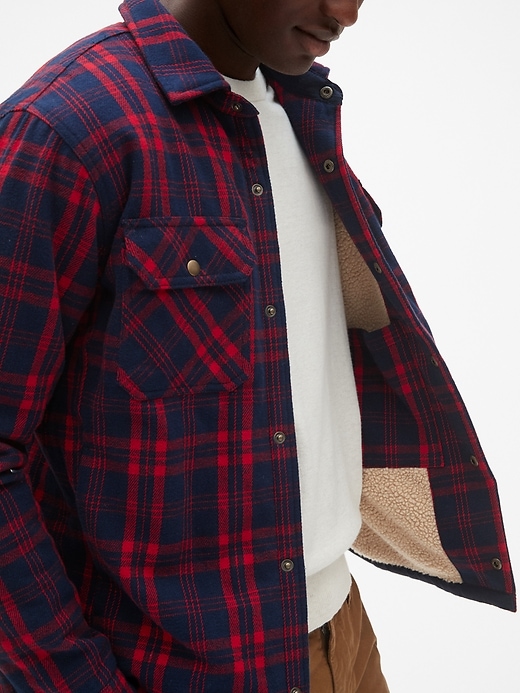 Image number 5 showing, Sherpa-Lined Plaid Shirt Jacket