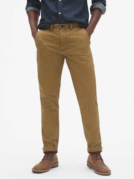 Image number 3 showing, Flannel-Lined Khakis in Slim Fit with GapFlex