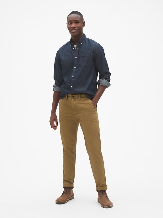 Image number 3 showing, Flannel-Lined Khakis in Slim Fit with GapFlex