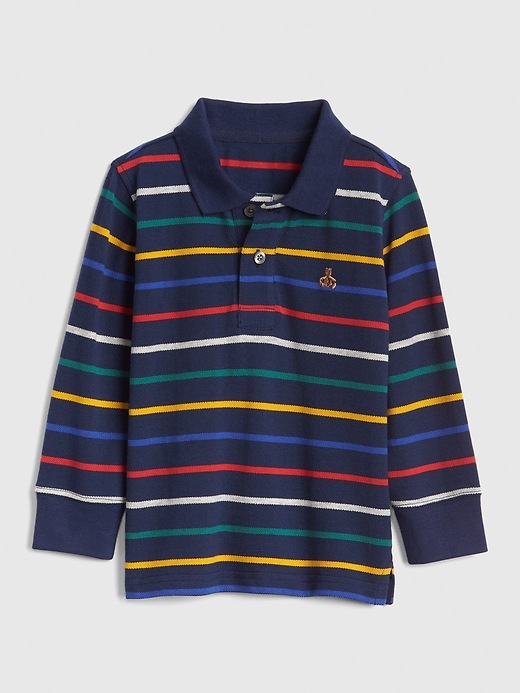 View large product image 1 of 1. Crazy Stripe Long Sleeve Polo Shirt