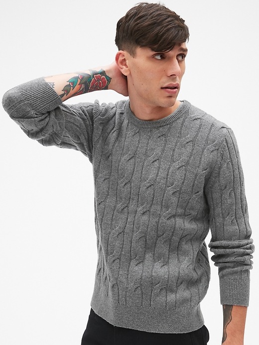 Image number 1 showing, Wool Cable-Knit Pullover Sweater
