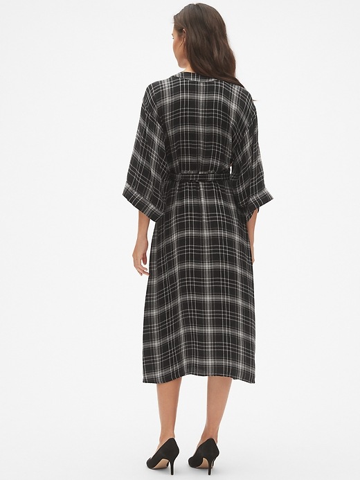 plaid wrap dress The Puff  LUMI Approximately 36.5in from shoulder to hem Plaid Tie-Waist Midi Wrap Dress