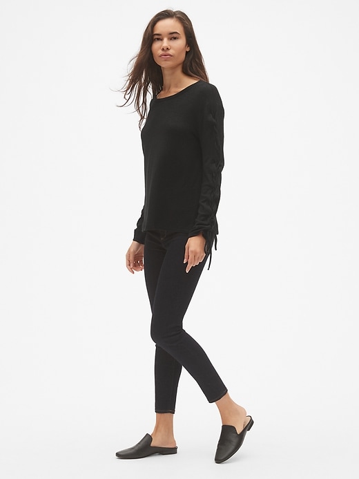 Image number 3 showing, Softspun Lace-Up Long Sleeve Top