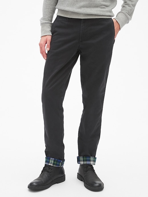Image number 8 showing, Flannel-Lined Khakis in Slim Fit with GapFlex
